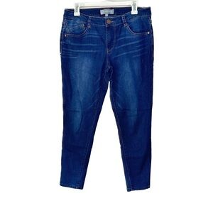 Wit & Wisdom Ab'Solution Distressed Straight Blue Jeans Mid Rise Dark Wash 8